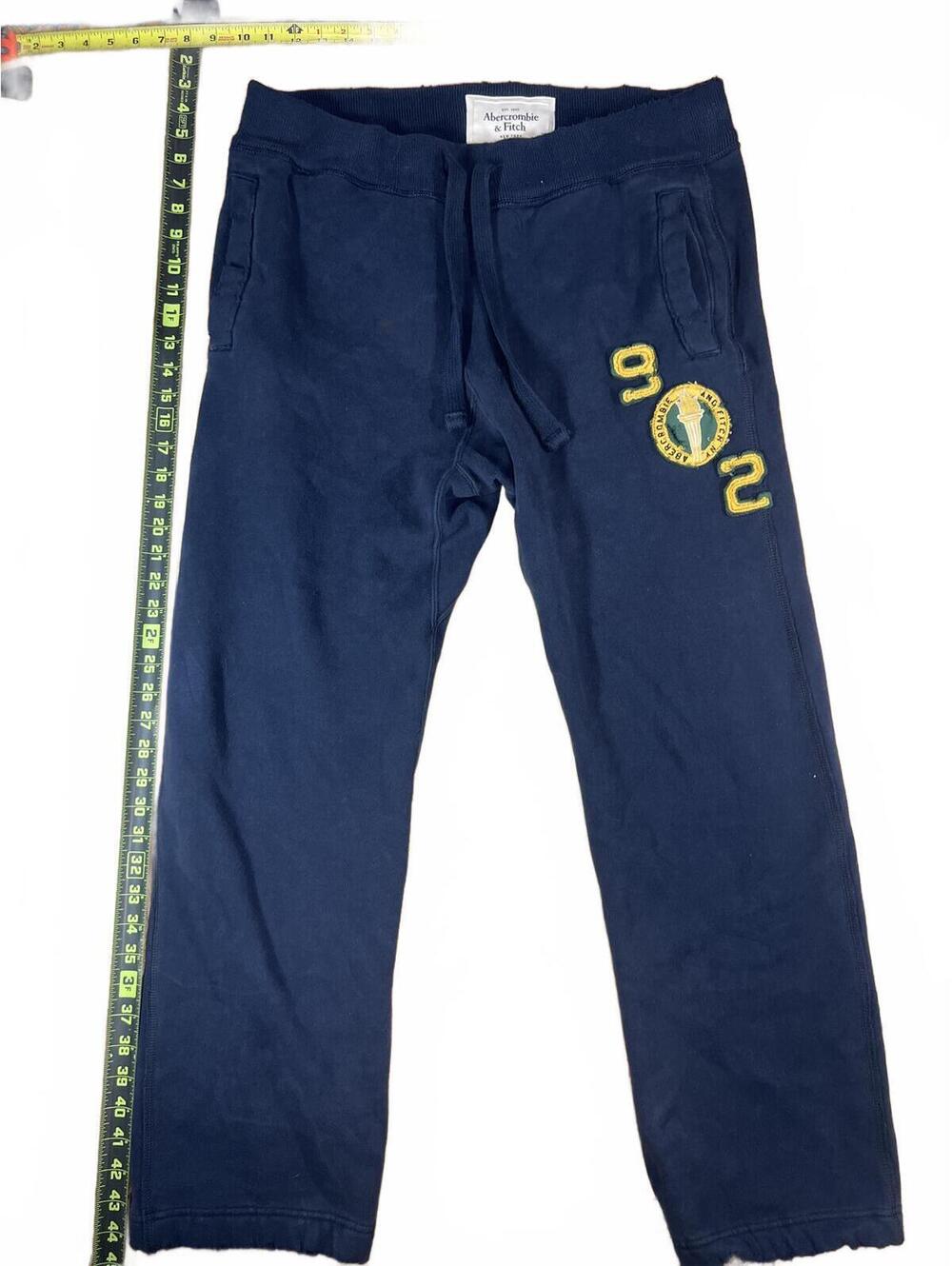 Vintage Rare Abercrombie & Fitch Navy Blue Sweatpants with Yellow Embroidery M